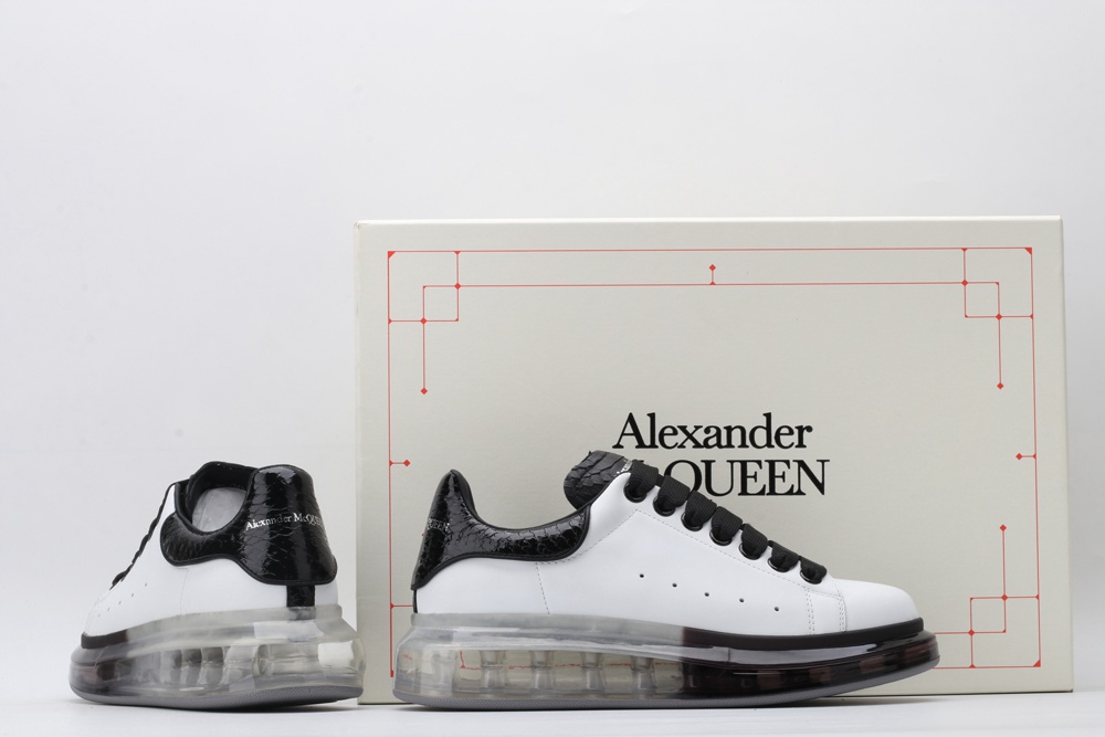 AMQ White & Black Python Oversized Sneakers