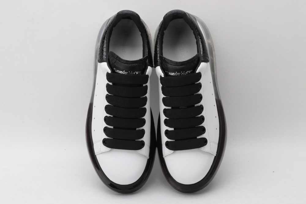 AMQ White & Black Python Oversized Sneakers