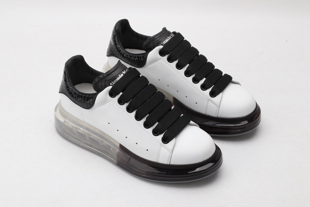 AMQ White & Black Python Oversized Sneakers