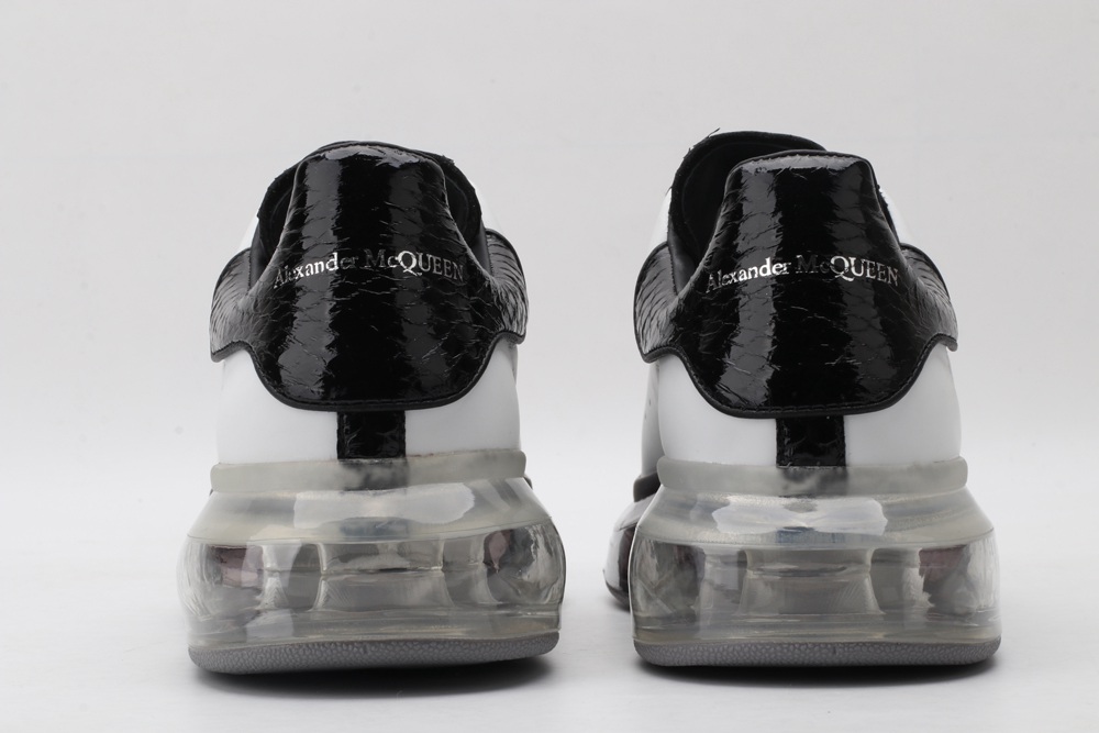 AMQ White & Black Python Oversized Sneakers