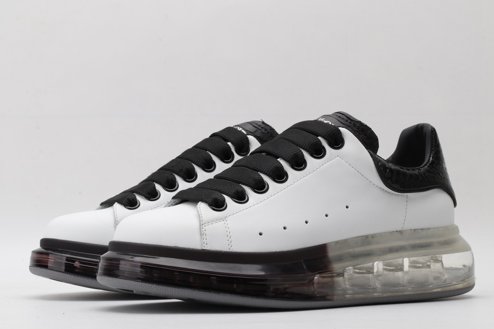 AMQ White & Black Python Oversized Sneakers