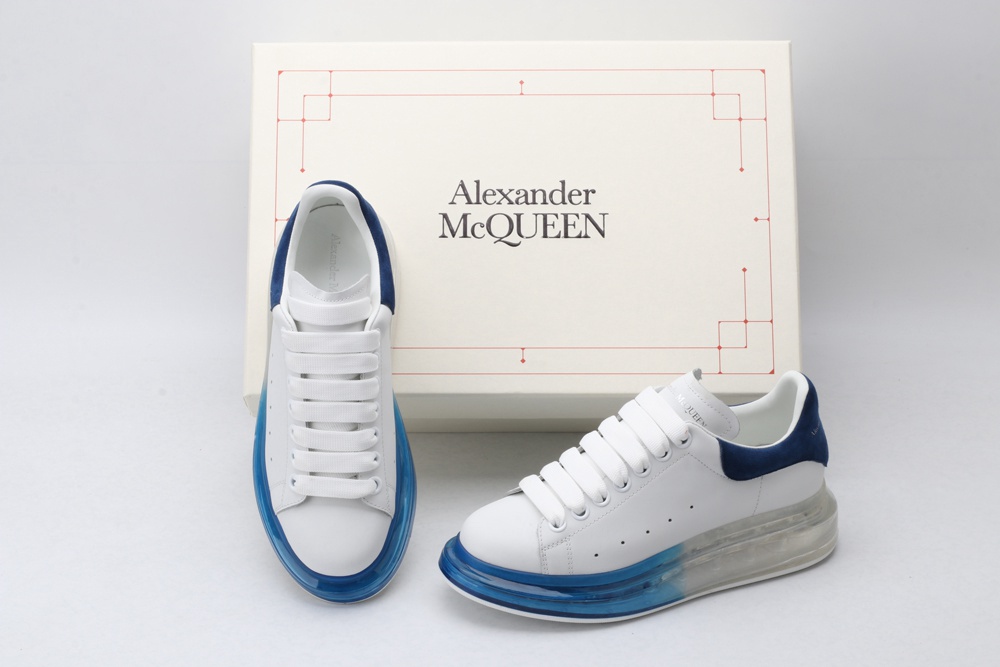 AMQ white oversized sneakers with blue heels