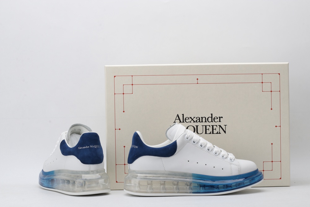 AMQ white oversized sneakers with blue heels