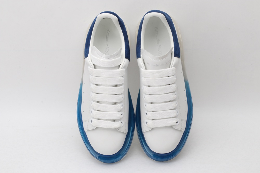AMQ white oversized sneakers with blue heels