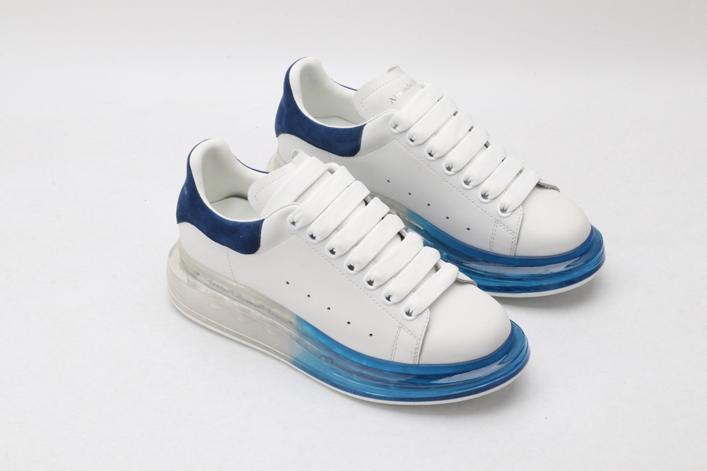 AMQ white oversized sneakers with blue heels