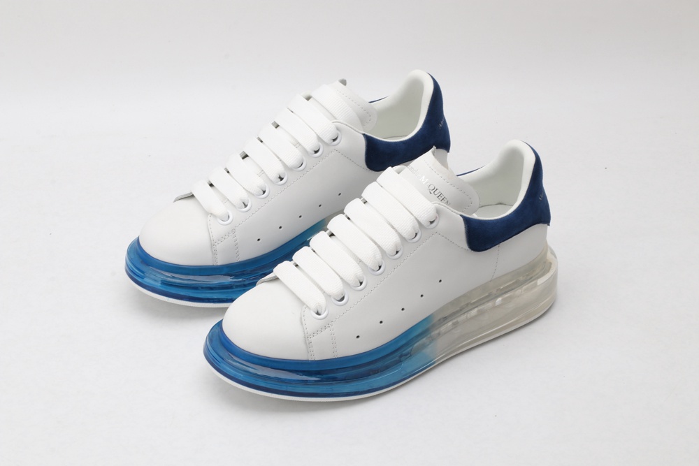 AMQ white oversized sneakers with blue heels