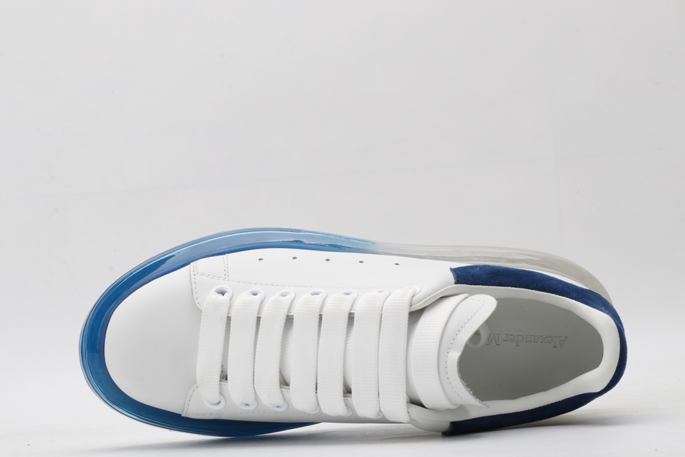 AMQ white oversized sneakers with blue heels