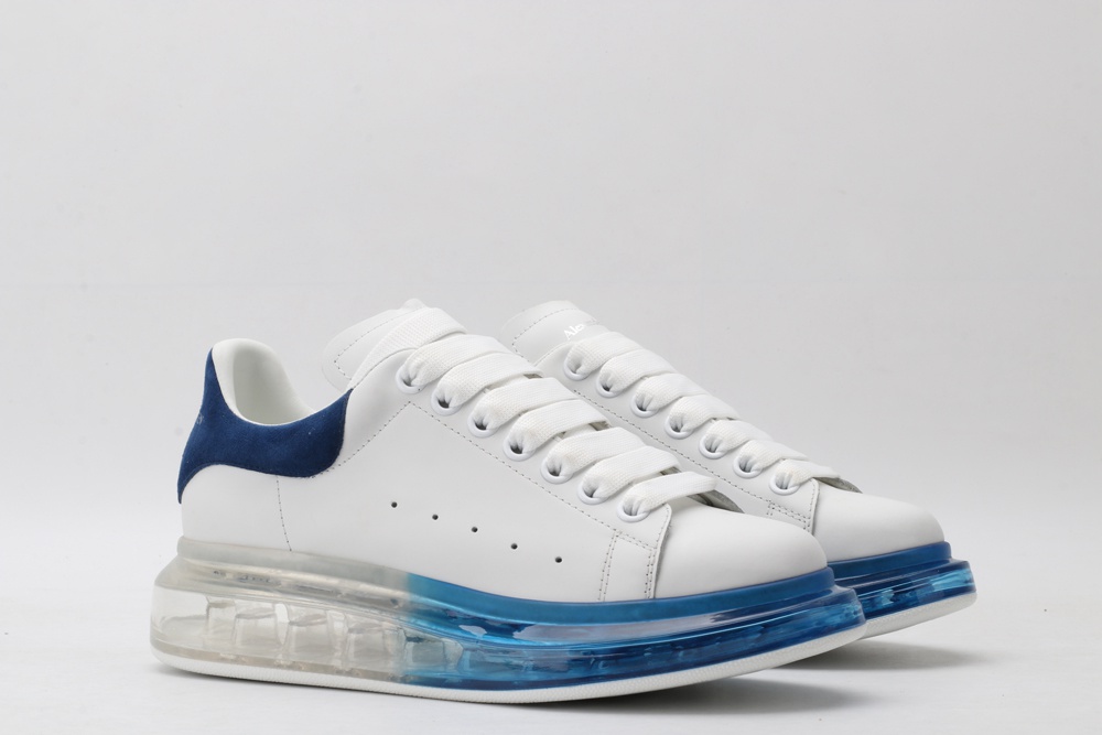 AMQ white oversized sneakers with blue heels