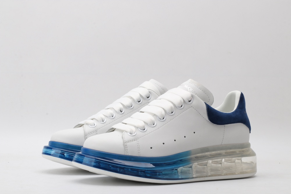 AMQ white oversized sneakers with blue heels