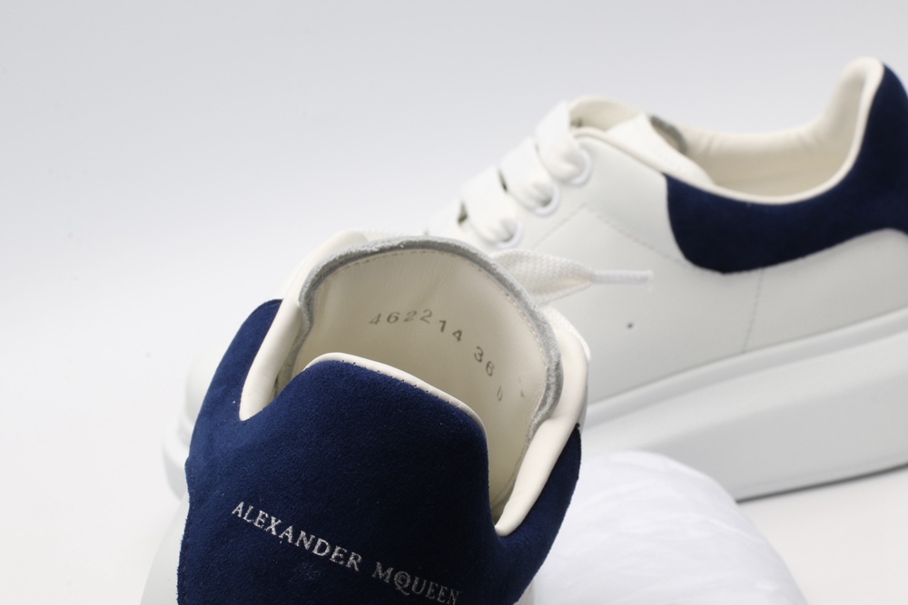 AMQ White & Navy Oversized Sneakers