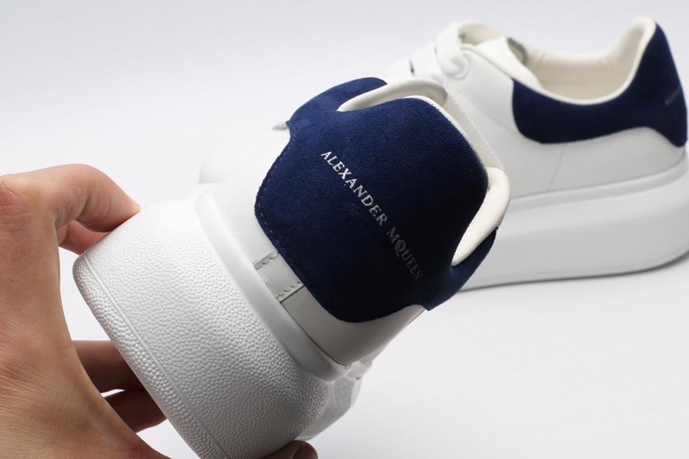 AMQ White & Navy Oversized Sneakers