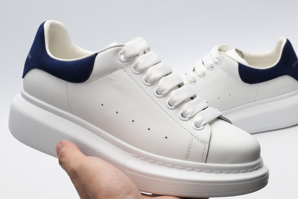 AMQ White & Navy Oversized Sneakers