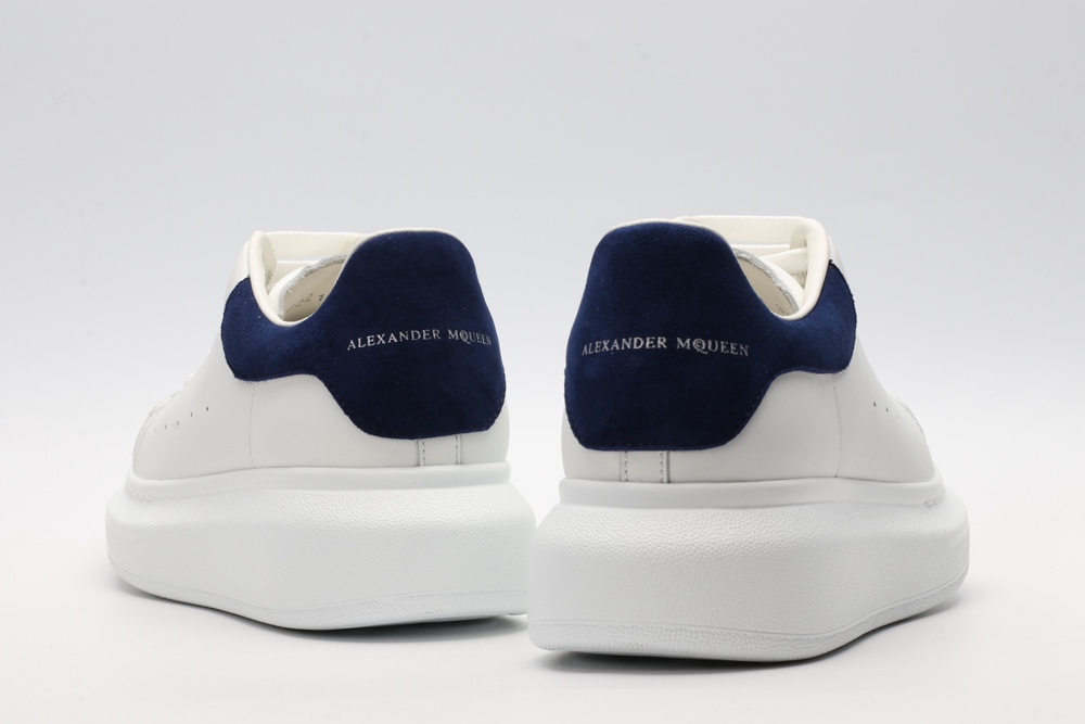 AMQ White & Navy Oversized Sneakers