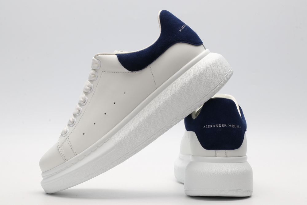 AMQ White & Navy Oversized Sneakers