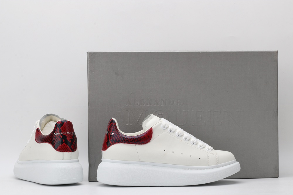 AMQ White & Red Python Oversized Sneakers