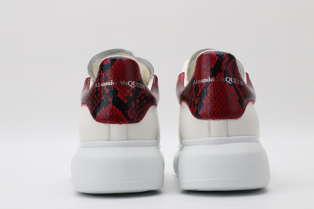 AMQ White & Red Python Oversized Sneakers