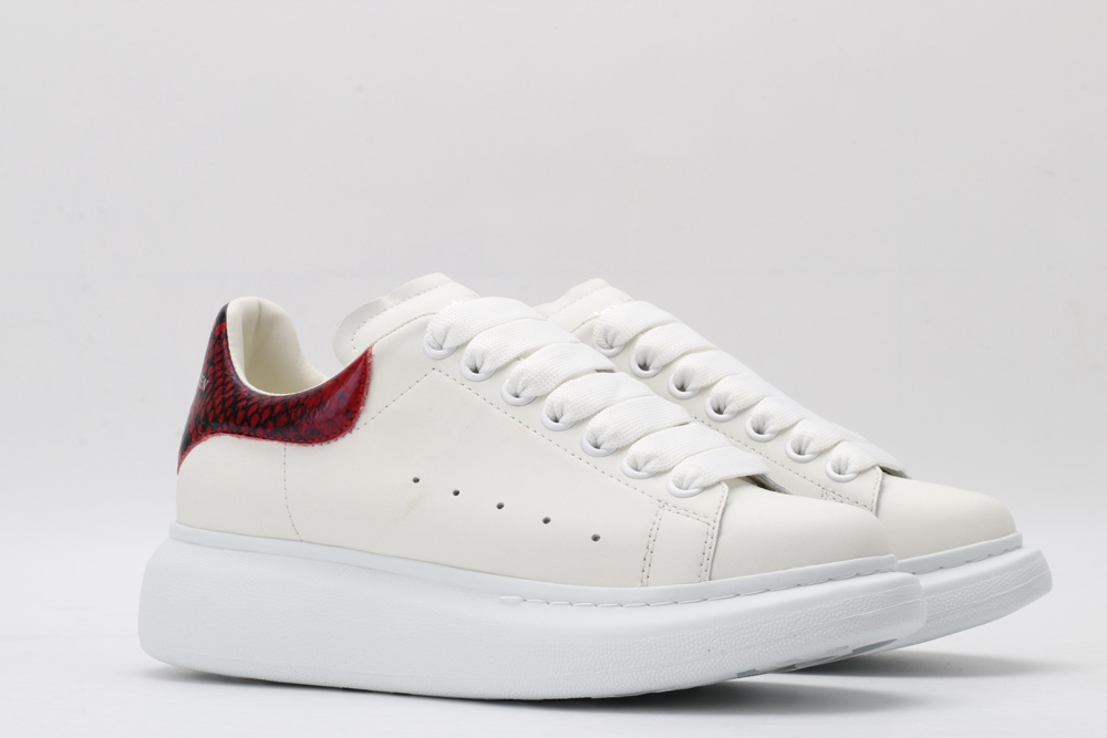 AMQ White & Red Python Oversized Sneakers