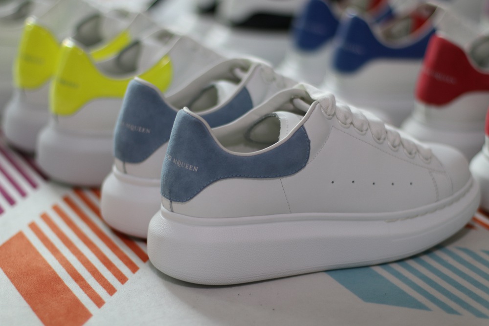 AMQ White & Blue Oversized Sneakers
