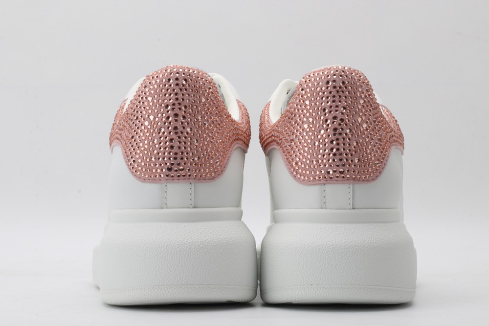 AMQ White & Rose Studded Oversized Sneakers