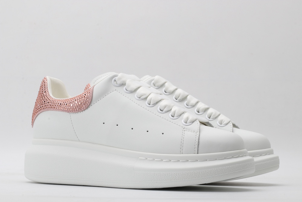 AMQ White & Rose Studded Oversized Sneakers