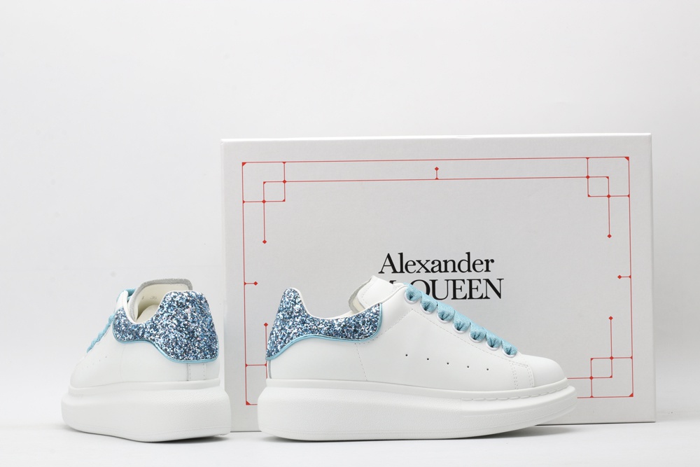 AMQ White & Blue Tiny Dancer Oversized Sneakers