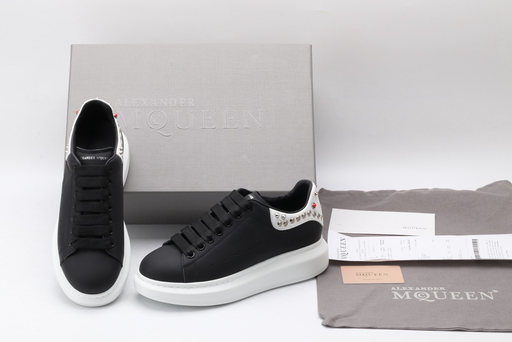 AMQ Black Studded Logo Oversized Sneakers